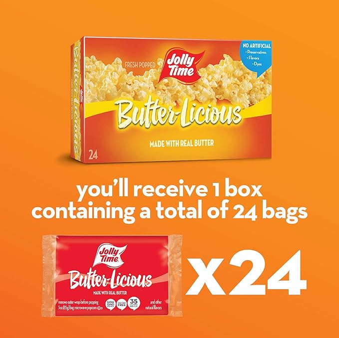 Jolly Time Value Pack Butter-Licious, Original Buttery Microwave Popcorn Snack, Gluten Free with