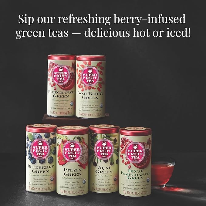 The Republic Of Tea Blueberry Green Superfruit Tea, 250 Tea Bag Bulk
