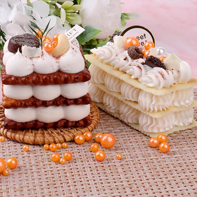 Orange Sprinkles for Cake Decorating, 6 Sizes Mix Edible Pearl Sugar for Baking Cookies Cupcake
