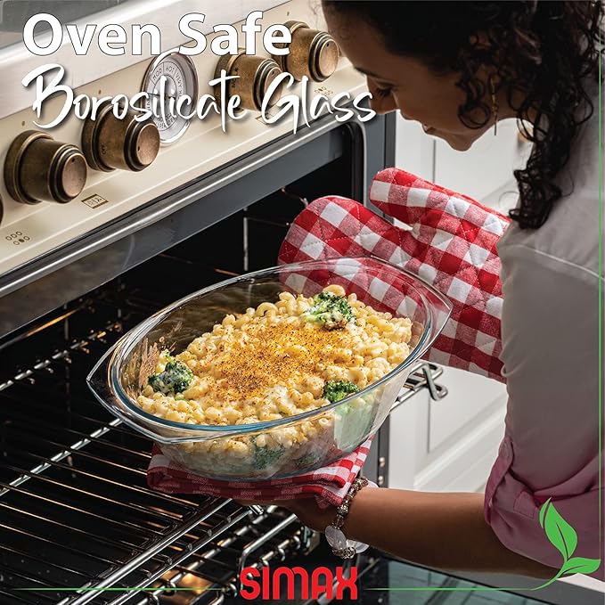 Simax Clear Oval Shaped Glass Casserole with Tight Fitting Lid ??Heat, Cold and Shock Proof ??Made