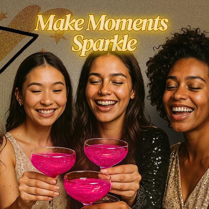 BeePoint Pink Edible Glitter for Drinks 15g - Food Grade, Vibrant Color Shimmer Powdered Dust for