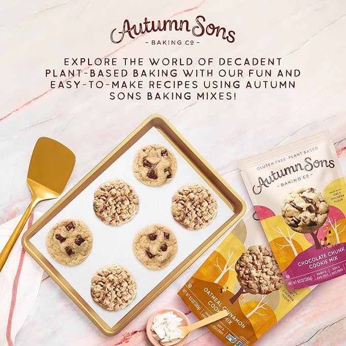 Autumn Sons Baking Co. Gluten Free Chocolate Chunk & Oatmeal Cinnamon Cookie Mix Combo Pack. Vegan