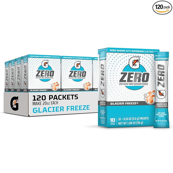 Gatorade G Zero Sports Drink Mix Powder Packets, Glacier Freeze, Electrolyte Powder Drink Mix for
