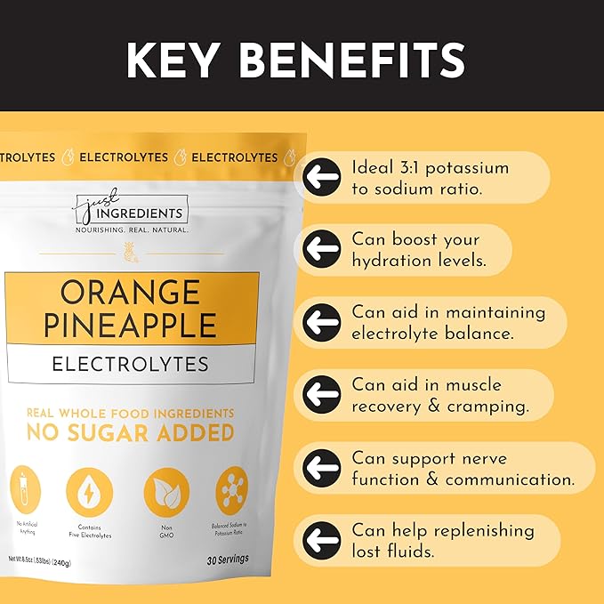 Orange Pineapple Electrolytes ??30?‘Serving Hydration Drink Mix with Coconut Water, Sea Salt, and