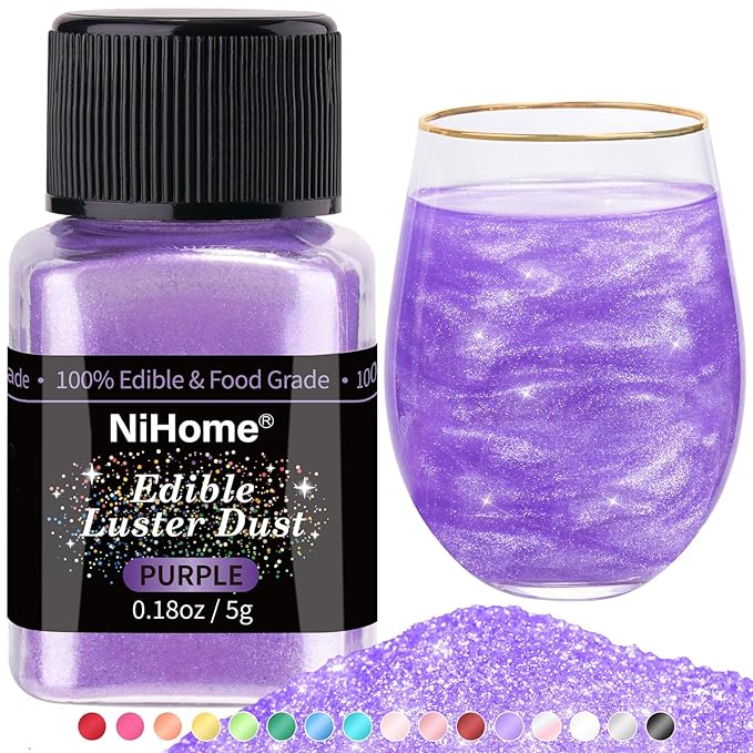 NiHome Edible Food-Grade Glimmer Powder Glitter Luster Dust Metallic Food Decorating Sprinkle