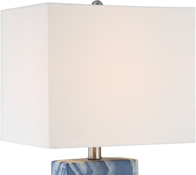 360 Lighting Connie Modern Table Lamps 25" Tall Set of 2 with USB Charging Ports Dimmers Blue Faux