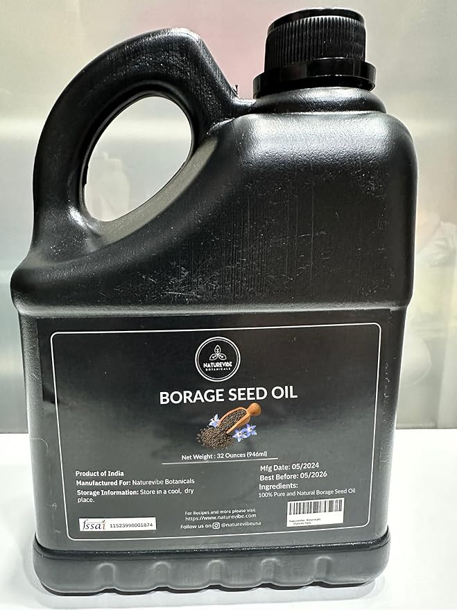 Naturevibe Botanicals Borage Oil 32 Ounces | 100% Pure and Natural | Great for Skin Care and Hair