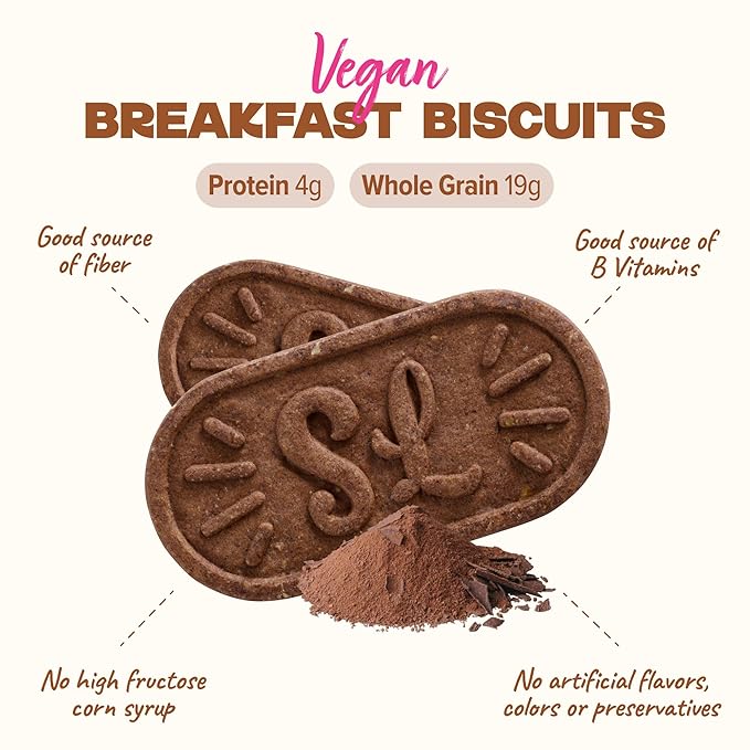 Sweet Loren's Vegan Breakfast Biscuits | Chocolate | 4g Protein, 19g Whole Grains | Plant Based