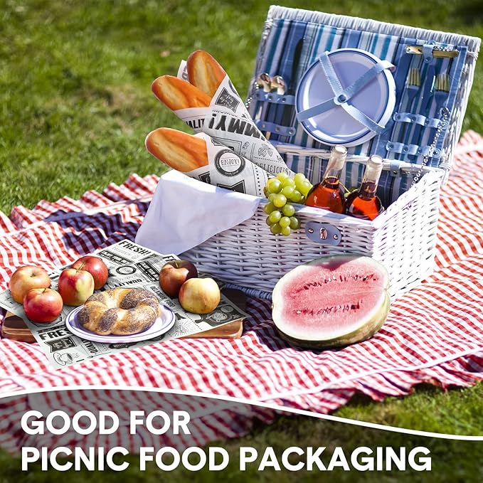 Seajan Wax Paper Food Wrap, 13 x 15.8 Inch, 200 Sheets, Grease Resistant, Waterproof, Newsprint