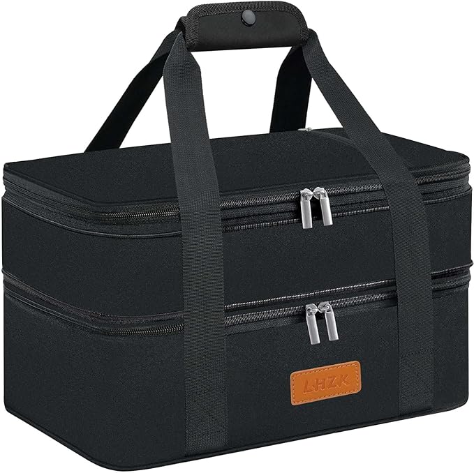 LHZK Double Insulated Casserole Carrier, Expandable Casserole Carriers for Hot or Cold Food