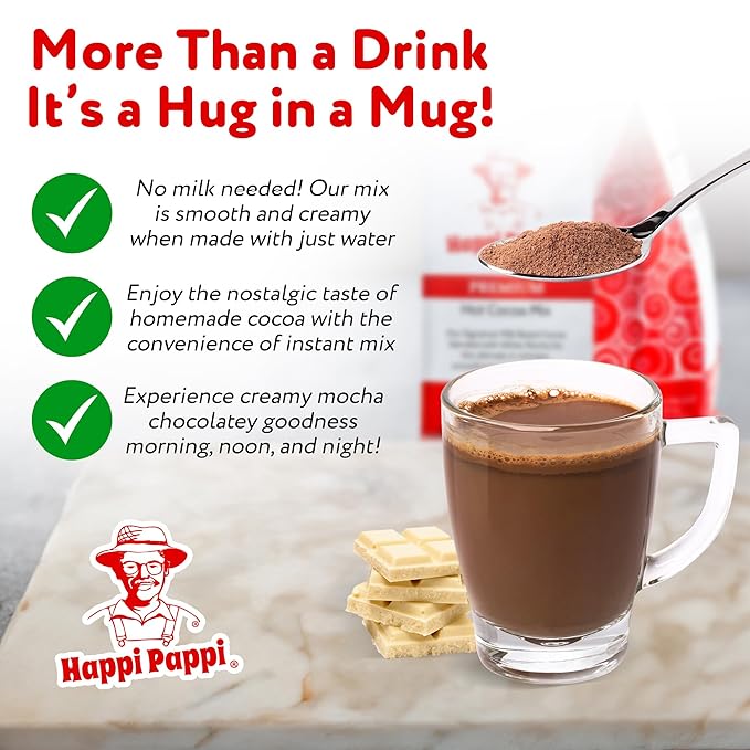 Happi Pappi - Premium Hot Cocoa Mix, Dairy-Based Rich and Creamy Chocolate Powder for Drinks &