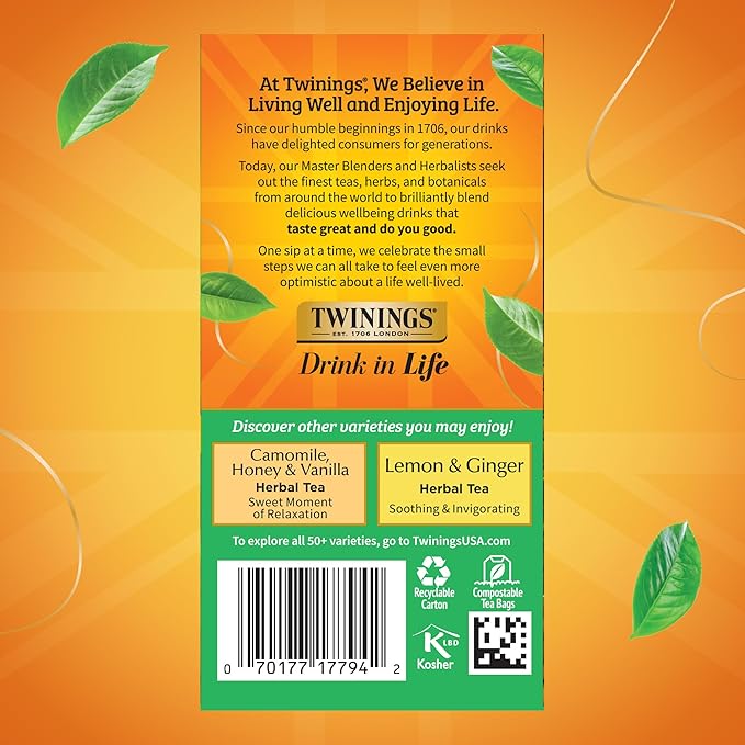 Twinings Decaffeinated Green Tea Individually Wrapped Bags, 20 Count (Pack of 1), Smooth Flavour