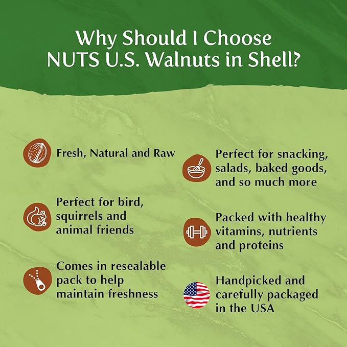 NUTS U.S. - Walnuts In Shell | Grown and Packed in California | Chandler Variety | Fresh Buttery