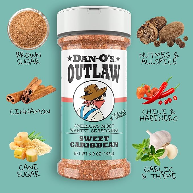 Dan-O's Outlaw Seasoning 3 Bottle Combo - Sweet & Tangy BBQ, Spicy BBQ, and Sweet Caribbean