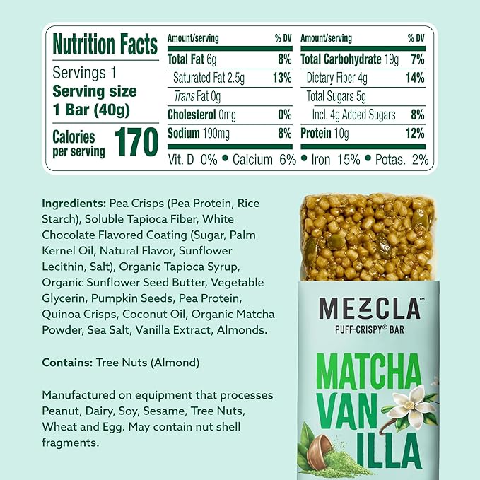 Mezcla Puff Crispy Protein Bars, Gluten Free & Vegan Protein Bars, 10g Protein, Alt for Crispy Rice
