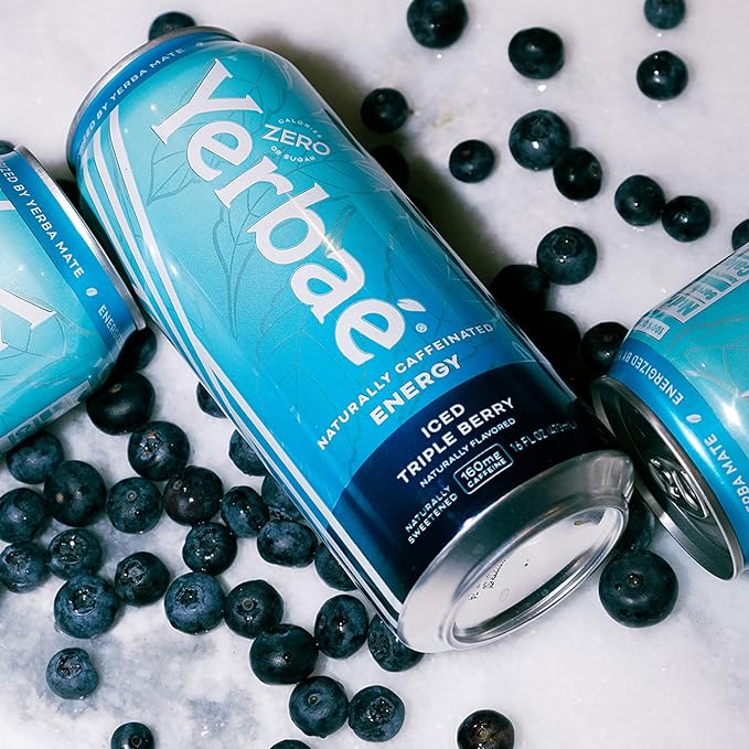 Yerbaé Energy Beverage - Iced Triple Berry, 0 Sugar, 0 Calories, 0 Carbs, Energized by Yerba Mate.