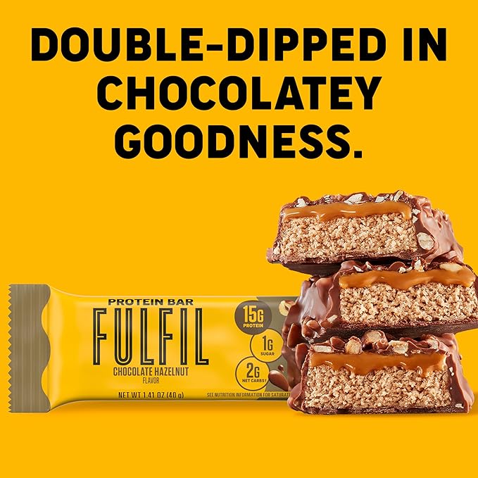 FULFIL Protein Snack Bars, Chocolate Hazelnut Flavored, Gluten Free with 15g Protein, Pantry