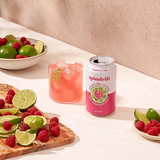 Spindrift Sparkling Water, Raspberry Lime Flavored, Made with Real Squeezed Fruit, Only 9 Calories