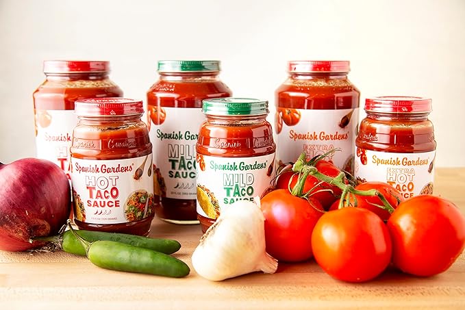 Spanish Gardens Taco Sauce (6 Pack) ??Hot Taco Sauce for Authentic Mexican Food ??Original Family