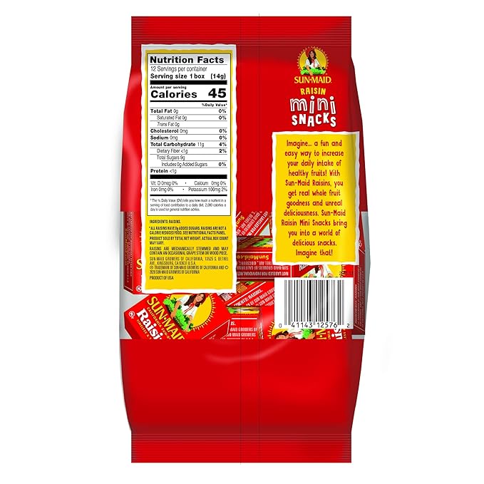 Sun-Maid California Sun-Dried Raisins - (144 Pack) 0.5 oz Snack-Size Box - Dried Fruit Snack for