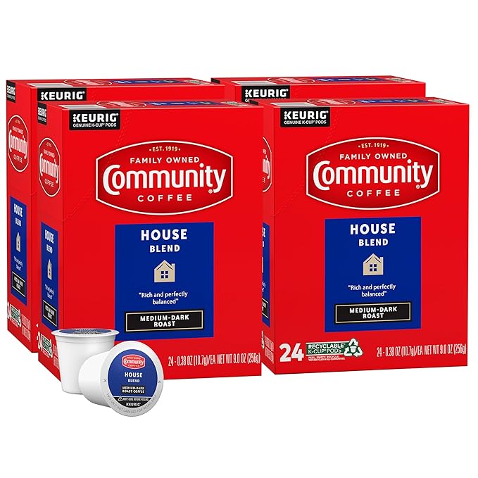 Community Coffee House Blend 96 Count Coffee Pods, Medium Dark Roast, Compatible with Keurig 2.0