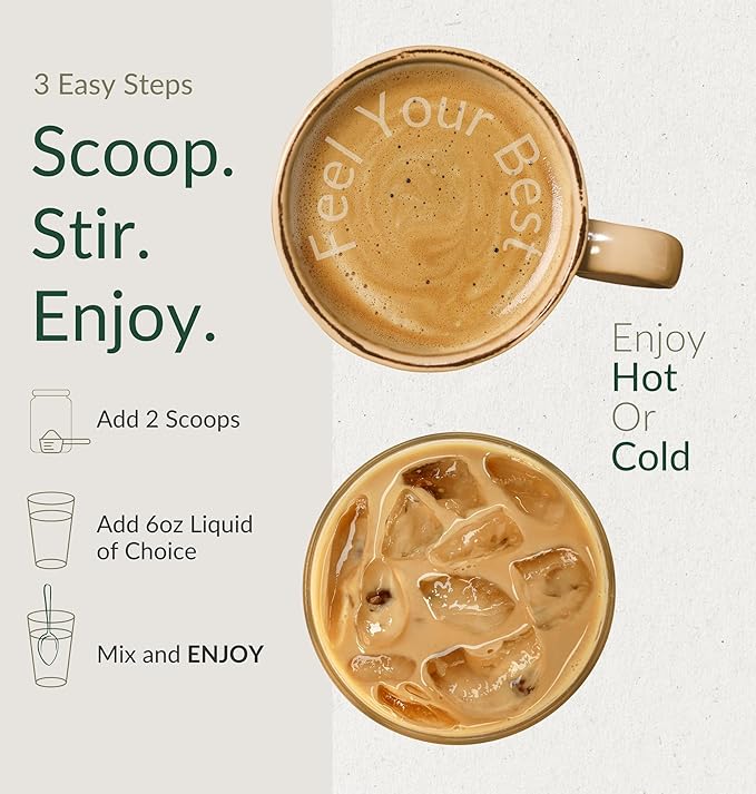 BIOptimizers Mushroom Coffee Alternative ??Salted Caramel Drink ??Lion?™s Mane, Chaga, Reishi +