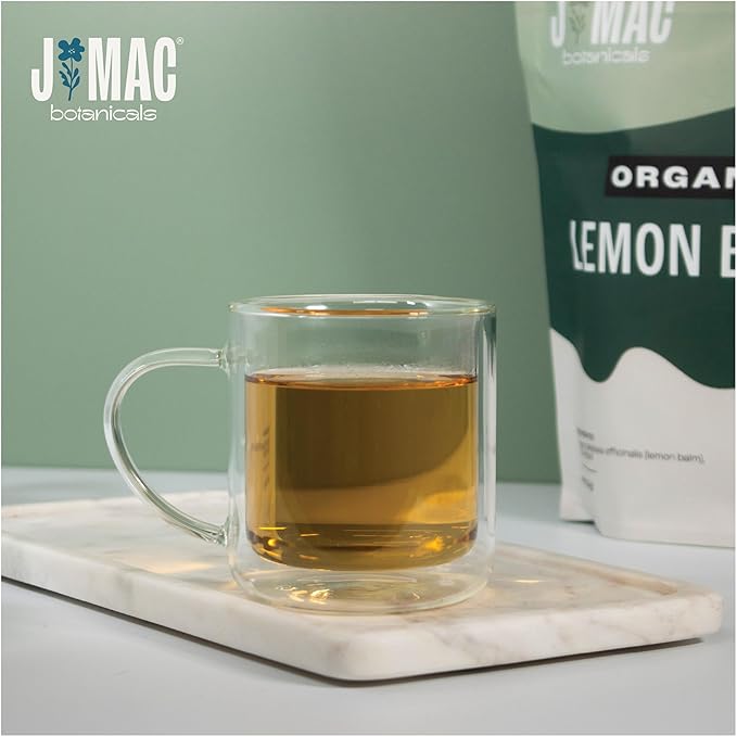 J Mac Botanicals Organic Lemon Balm (4 oz), Loose Leaf Tea, Dried Lemon Balm Tea, herbal Infusion