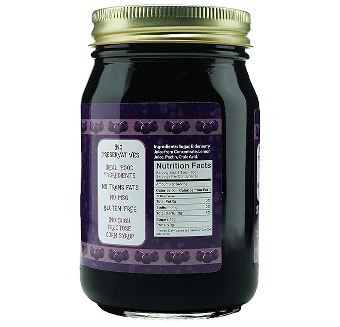 Green Jay Gourmet Elderberry Jelly – All-Natural Jam with Elderberries & Lemon Juice – Vegan