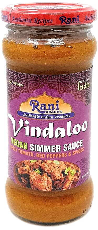 Rani Vindaloo Curry Vegan Simmer Sauce (Spicy Tomato, Red Peppers & Spices) 14oz (400g) Glass Jar