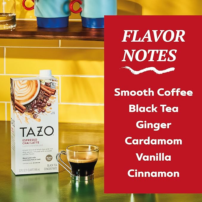 TAZO Espresso Chai Latte, Black Tea Concentrate, Easy to Serve Espresso Chai Tea for Everyday Cafe