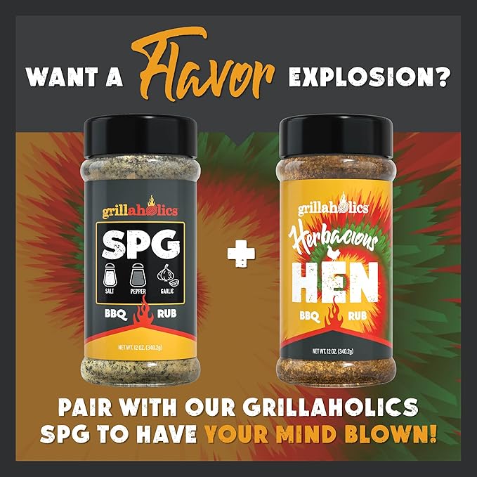 Grillaholics Herbacious Hen Poultry Seasoning - Herb & Garlic Chicken Rub for Smoked, Roasted
