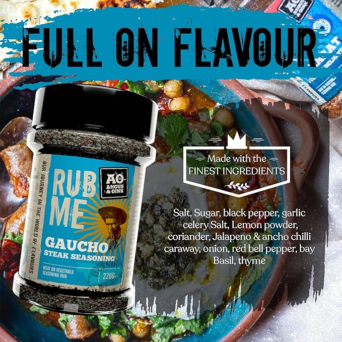 Angus & Oink | Rub Me BBQ Seasoning | Gaucho Flavour | Authentic Argentine Asado Experience |