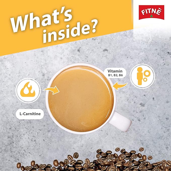 FITNE Instant 3 In 1 Coffee Packets Mix With L-Carnitine For Workout Exercise Vitamin B1 B2 B6