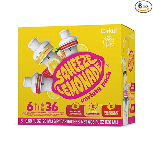 Cirkul Squeeze Lemonade Flavor Cartridge Variety Pack with B Vitamins, 6-Pack (2 Classic, 2