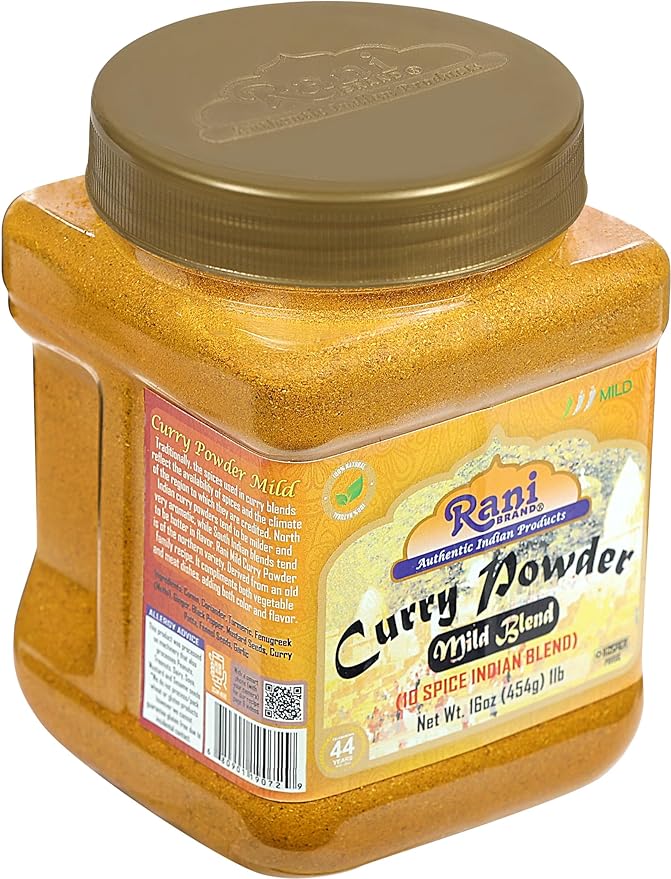 Rani Curry Powder Mild (10-Spice Authentic Indian Blend) 1lb (454g) PET Jar ~ All Natural |