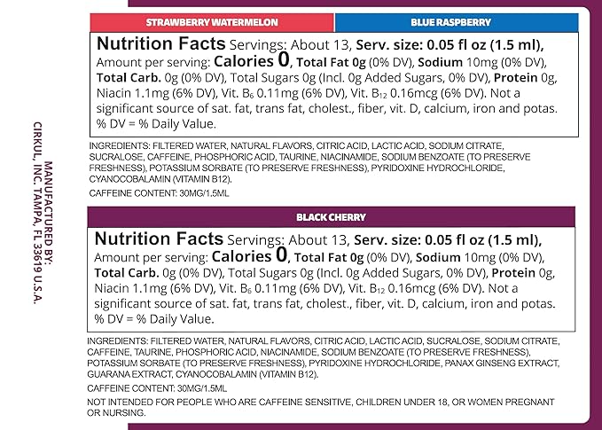 Cirkul GoSip Flavor Cartridge Variety Pack with Caffeine, 6-Pack (2 Blue Raspberry, 2 Black Cherry