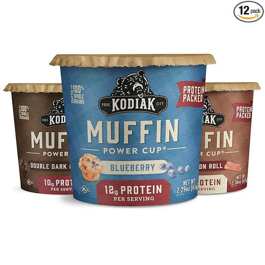 Kodiak Cakes Minute Muffin Cup Variety Pack - 100% Whole Grains, Double Dark Chocolate, Blueberry &