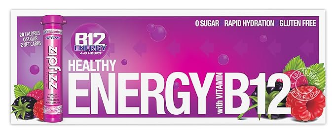 Zipfizz Daily Energy Drink Powder, Berry, 20 Pack | 3-in-1 Sustained Energy, Rapid Hydration, and