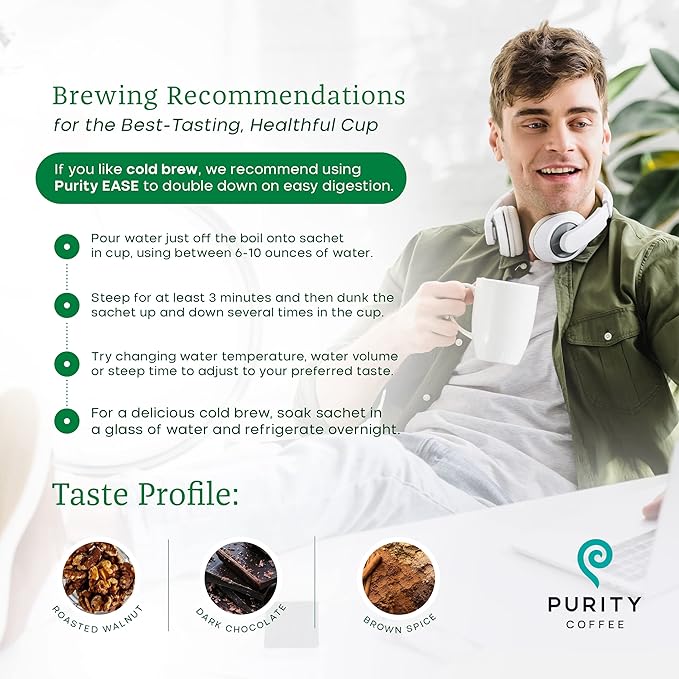 Purity Coffee EASE Dark Roast Low Acid Organic Coffee - USDA Certified Organic Specialty Grade