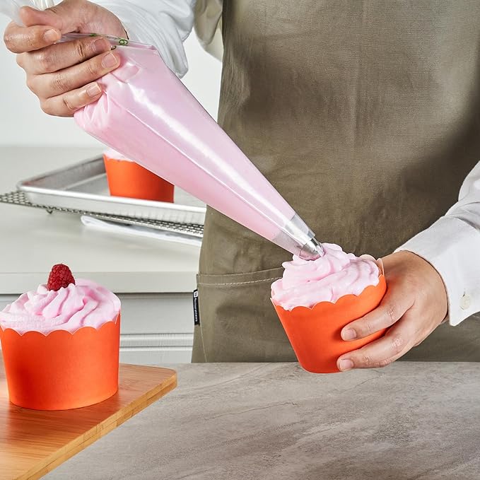 Panificio 10 Ounce Cupcake Wrappers, 200 Scalloped Baking Cups - Oven-Ready, Greaseproof, Orange