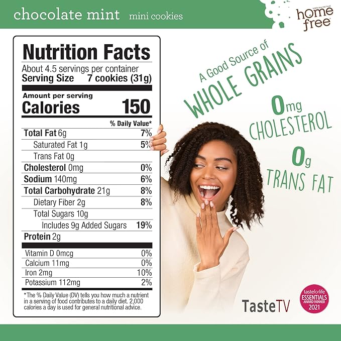 Homefree Chocolate Mint Mini Cookies, Gluten Free, Nut Free, Vegan, School Safe and Allergy