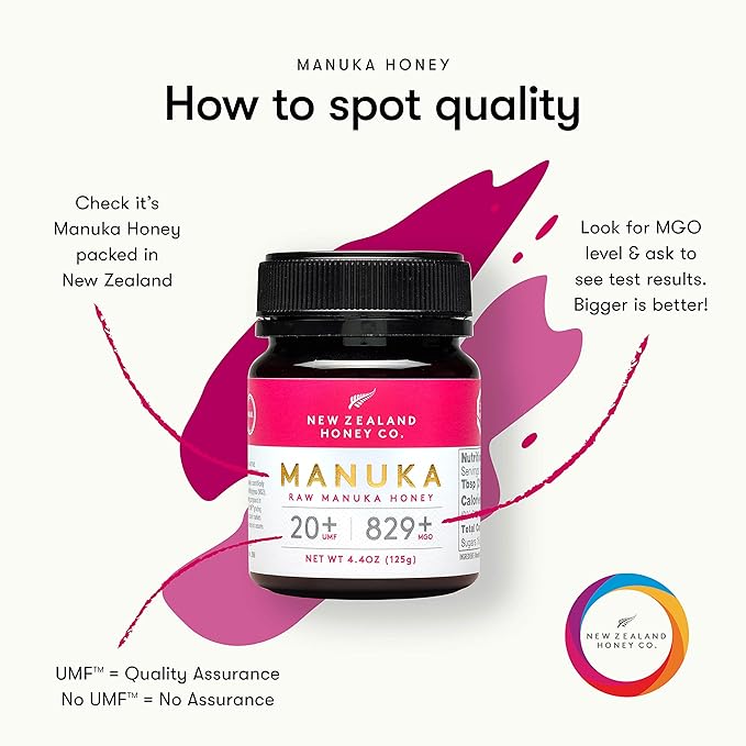 New Zealand Honey Co. Raw Manuka Honey UMF 20+ / MGO 829+ | UMF Certified | 4.4oz | Medical Grade