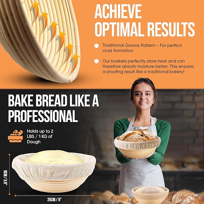 Trailblaze Banneton Bread Proofing Basket - Sourdough Bread Baking Supplies ??Sourdough Starter Kit