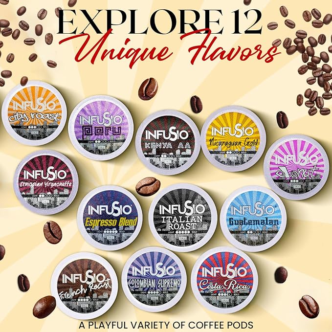 InfuSio Coffee Pods – 96 Count, Espresso Roast (Dark Roast Coffee) Single Serve Coffee Pods for