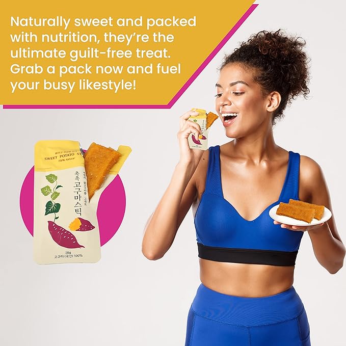 Korean Sweet Potato Sticks 20 Packs 100% Natural, Vegan, Low Carb, Gluten-Free Korean Snacks Pack