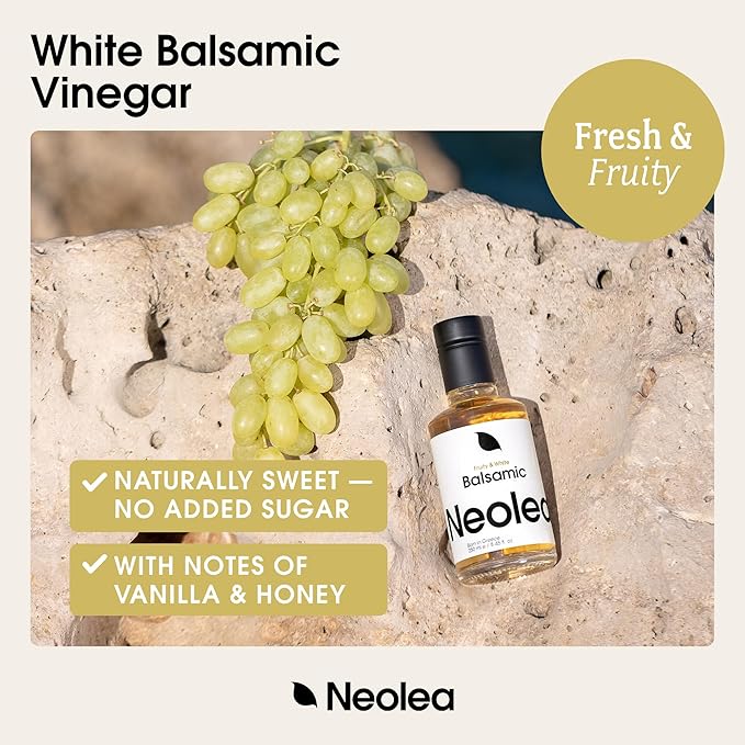 Neolea White Greek Balsamic Vinegar from Greece - American Oak w/Aged Vanilla & Honey Notes - Adds