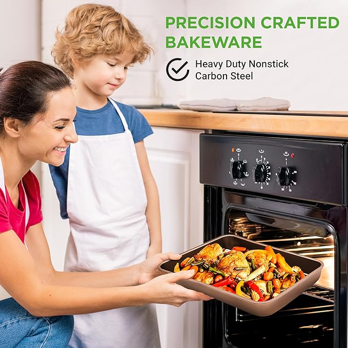 NutriChef 6-Piece Nonstick Bakeware Set, Carbon Steel Baking Pans, Includes Cookie Trays, Wide &