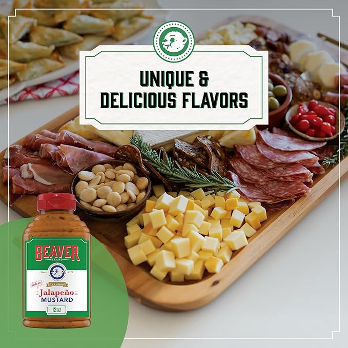 Beaver Extra Hot Jalapeno Mustard, 13 oz squeeze bottle