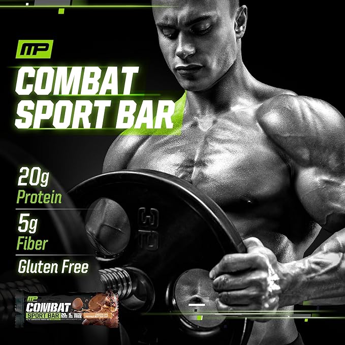 MusclePharm Combat Sport Bar, Chocolate Peanut Butter Cup, High Protein Bars, Combat Cravings, Fuel