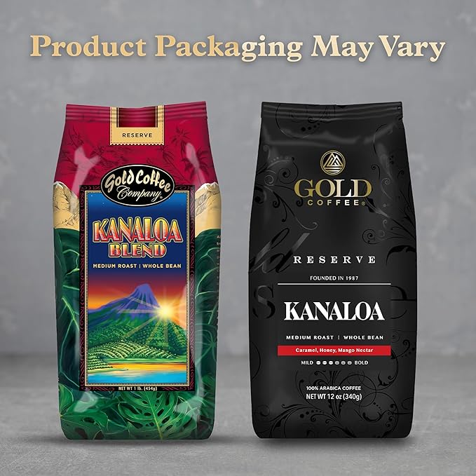 Gold Coffee | Kanaloa Premium House Blend, Medium Roast, Whole Bean | 100% Arabica Coffee | 1 lb.